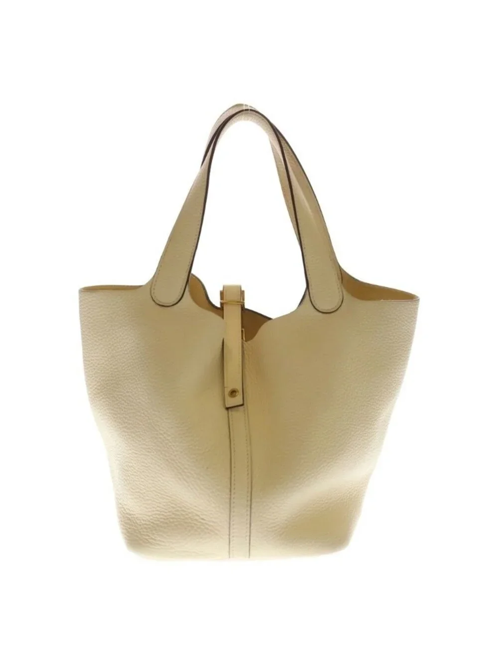 Hermes Picotin Lock MM Taurillon Clemence Gold Handbag Nata Ivory
